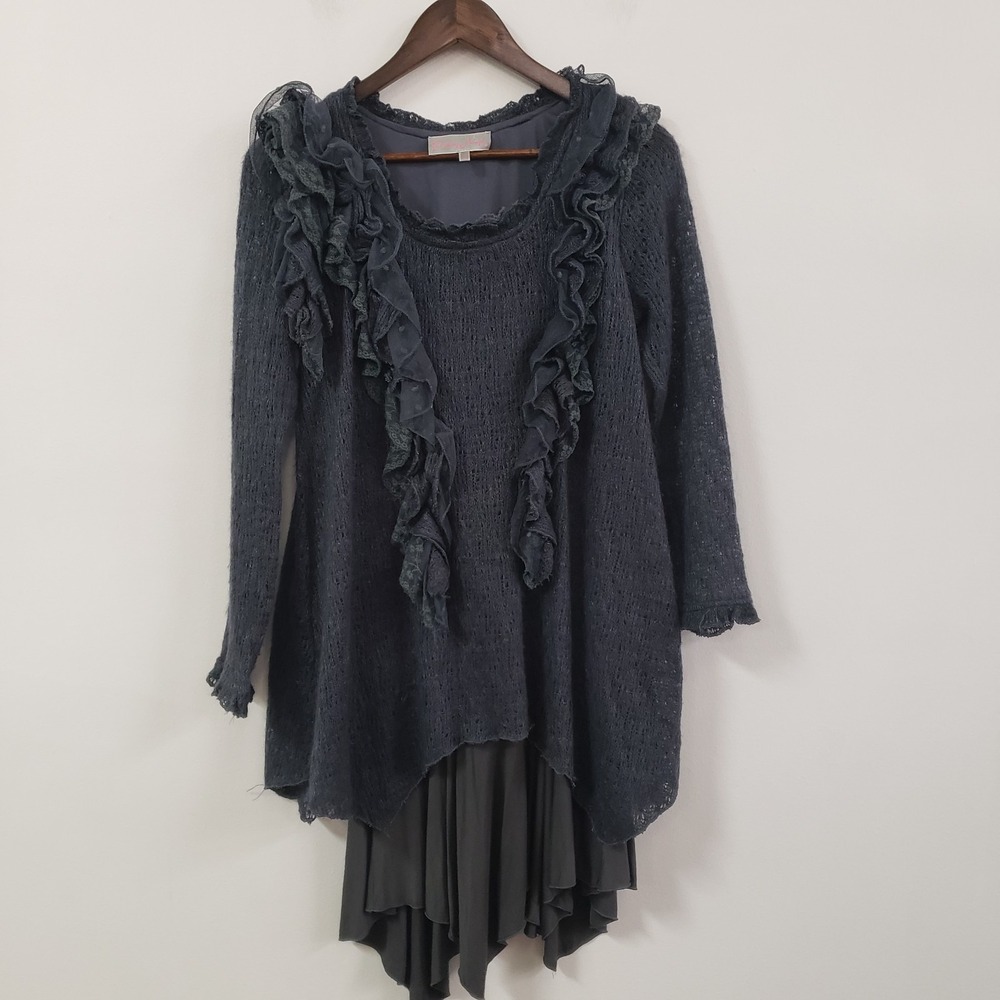Pretty‎ Angel Womens Dark Fairy Grunge Womens Mixed Media Asymmetric Top Size S